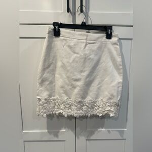 J. Crew White Embellished Mini Pencil Skirt